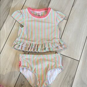 Ruffle Butts Pink and Green Swim Bikini with Ruffles